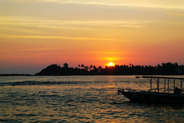 Sonnenuntergang Unawauna Beach Sri Lanka
