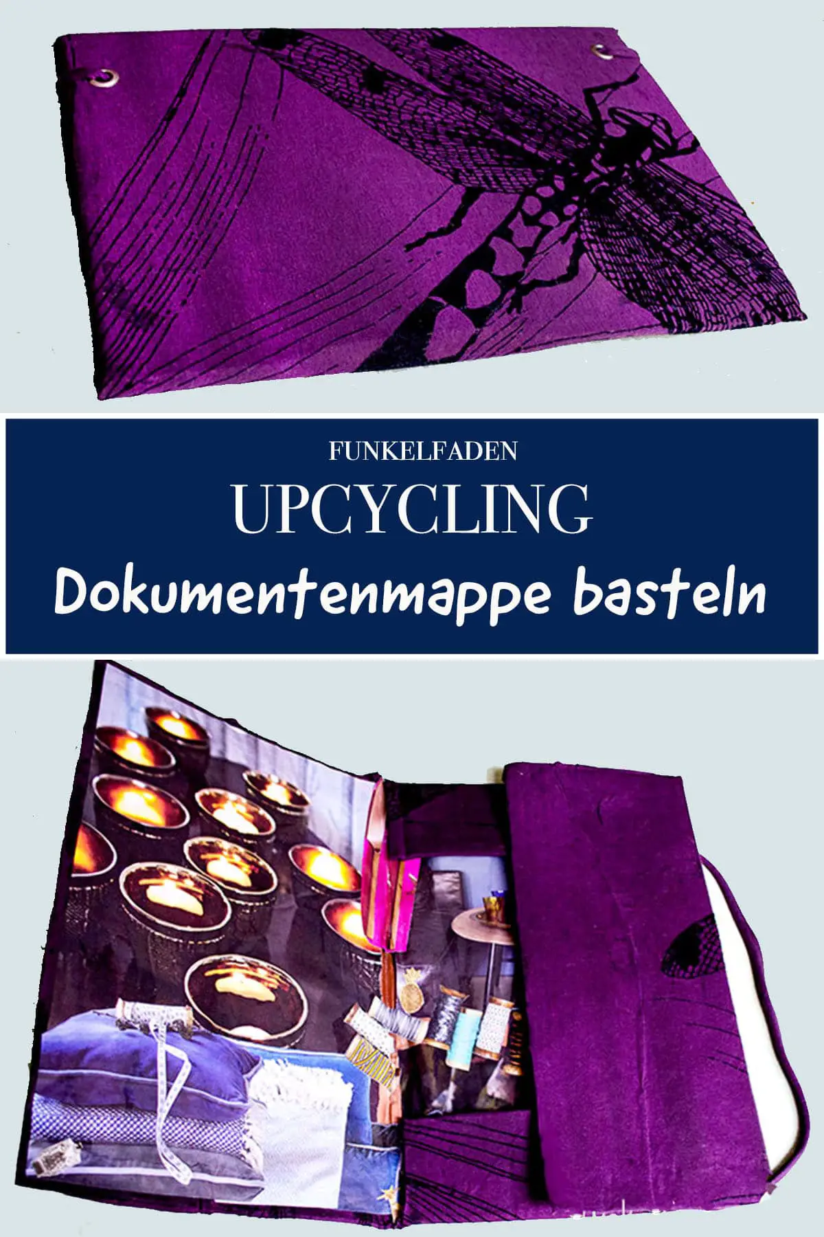Anzeige Upcycling – Dokumentenmappe aus T-Shirt + Pappe