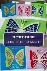 Plotter-Freebie Karte mit Schmetterlingen zu Ostern