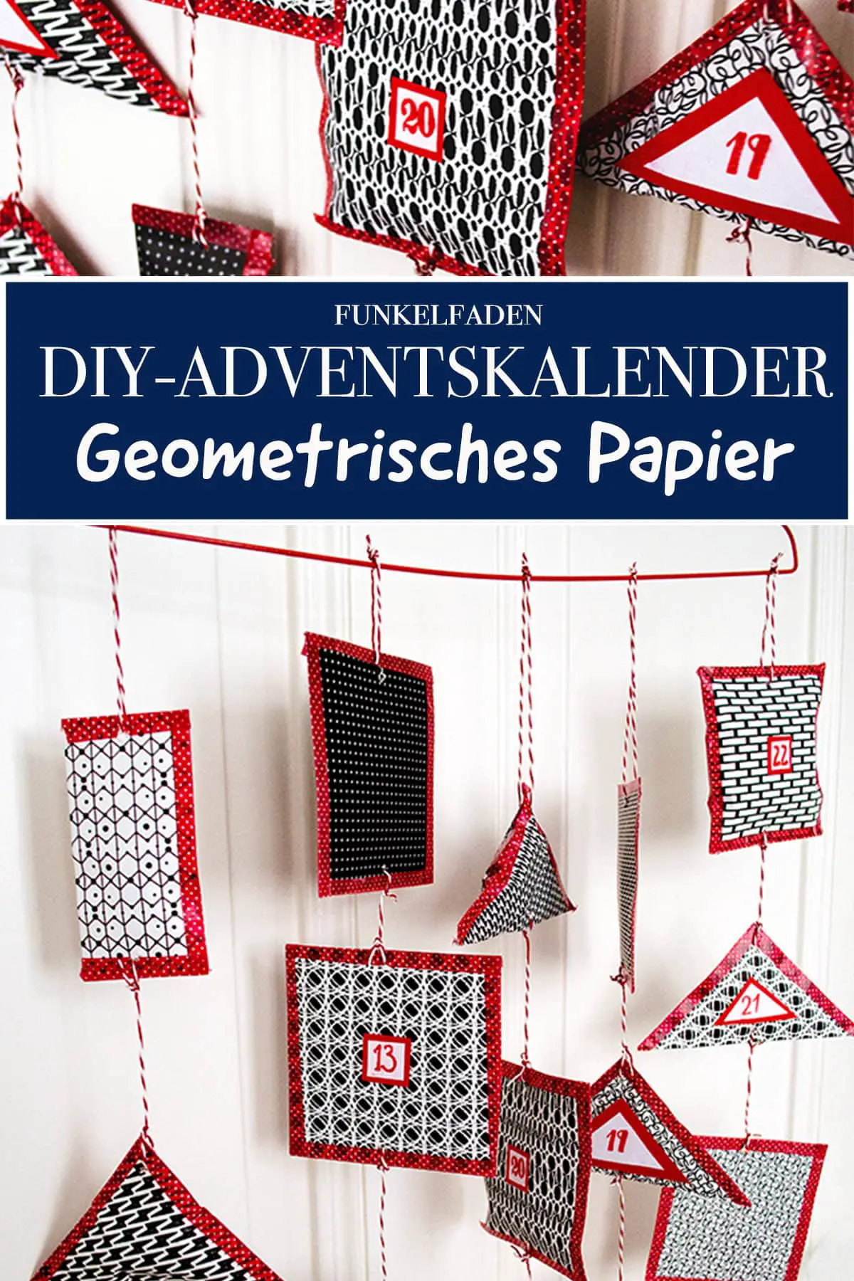 Geometrischer Adventskalender basteln aus Papier