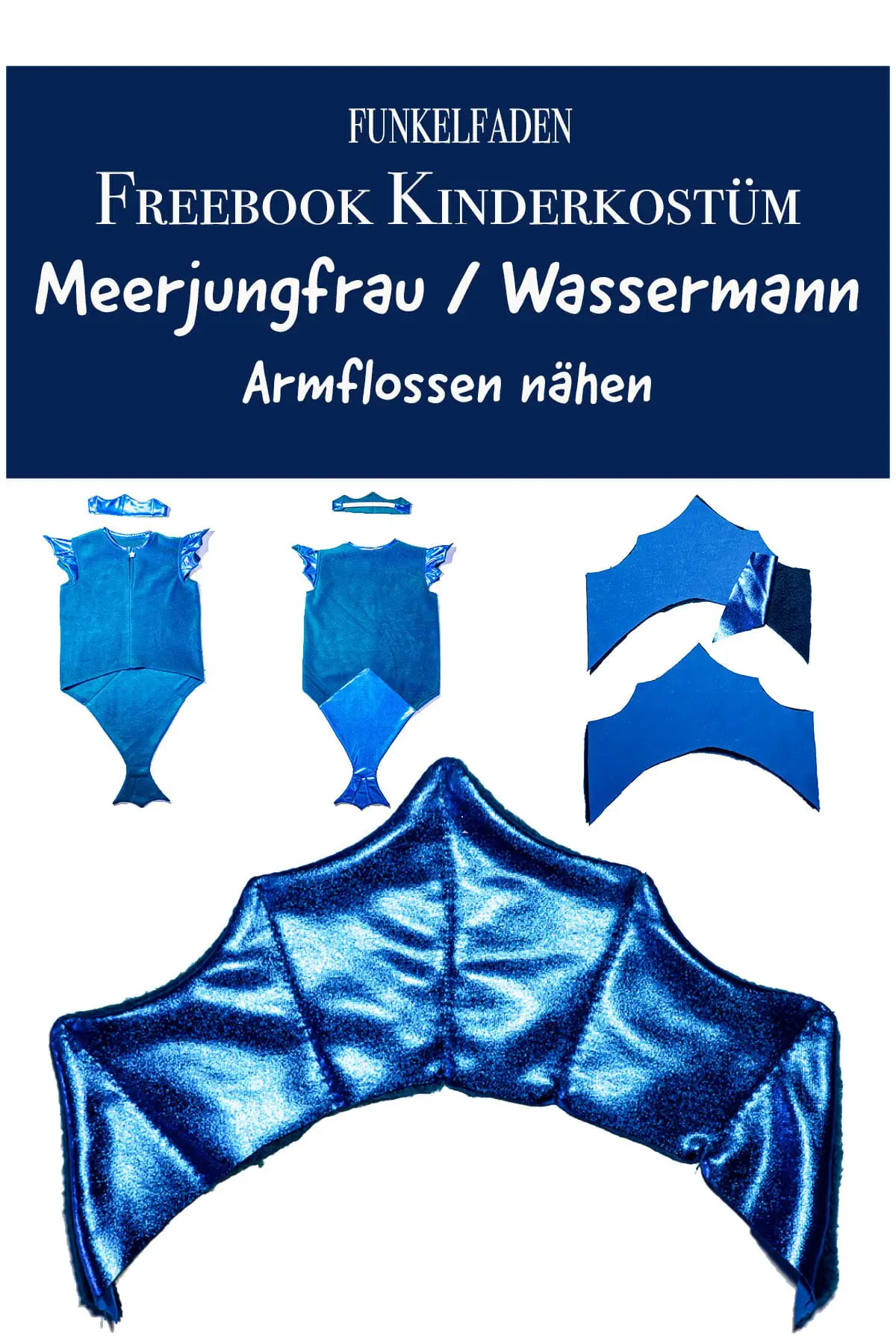 Kinderkostüm Meerjungfrau / Wassermann - Flossen nähen 2