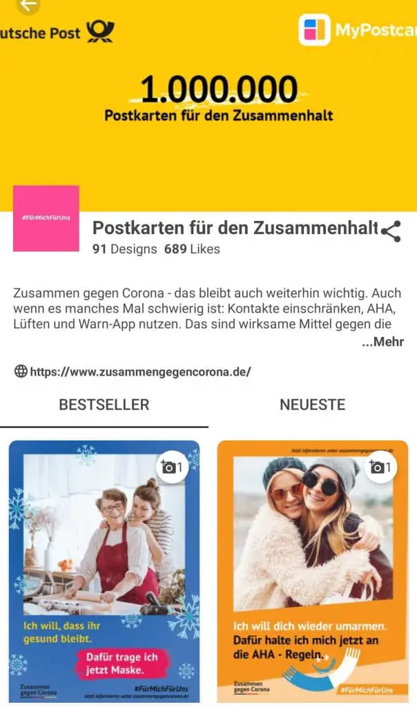 Gratis Postkarte verschicken 2020 App