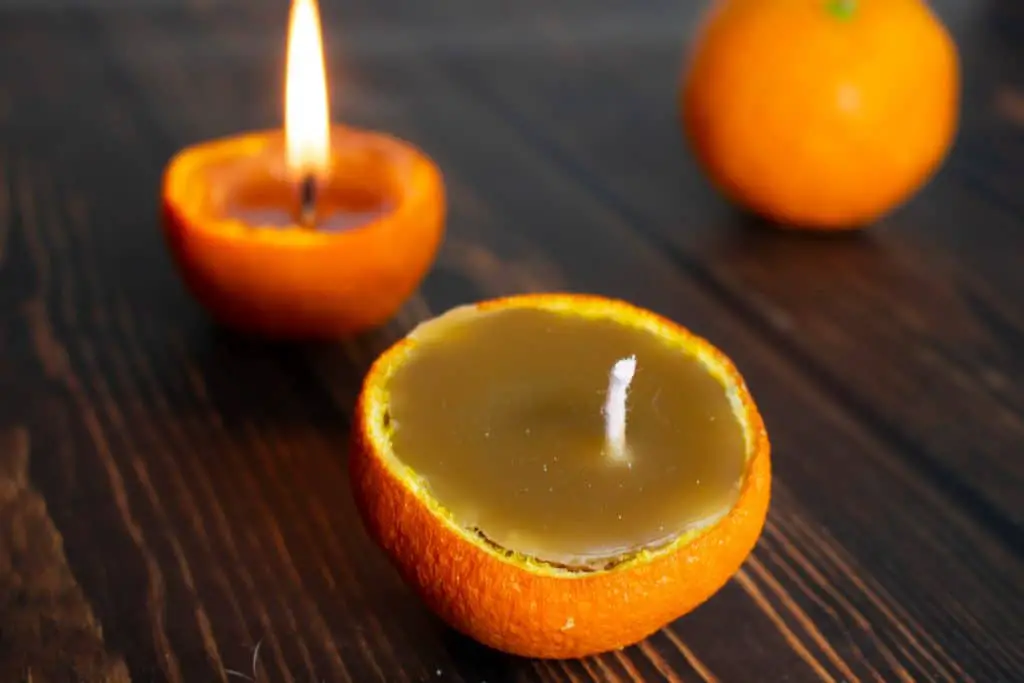 Anleitung Orangen Kerze selber machen 
