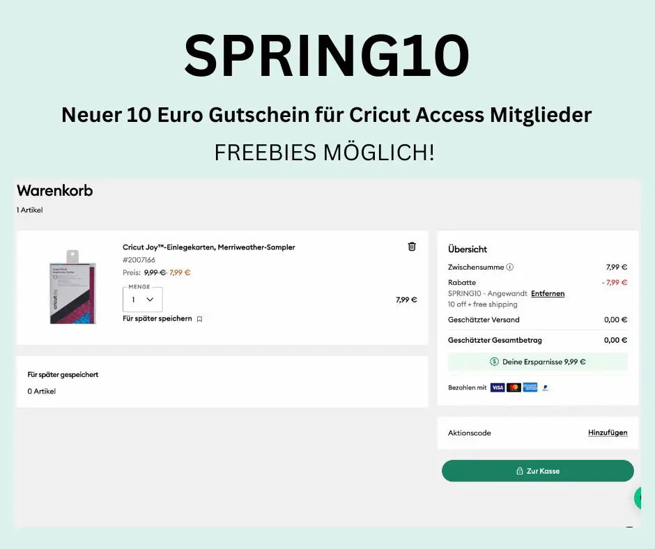 Cricut Gutschein April Spring10 10 Euro Gutschein für Cricut Shop