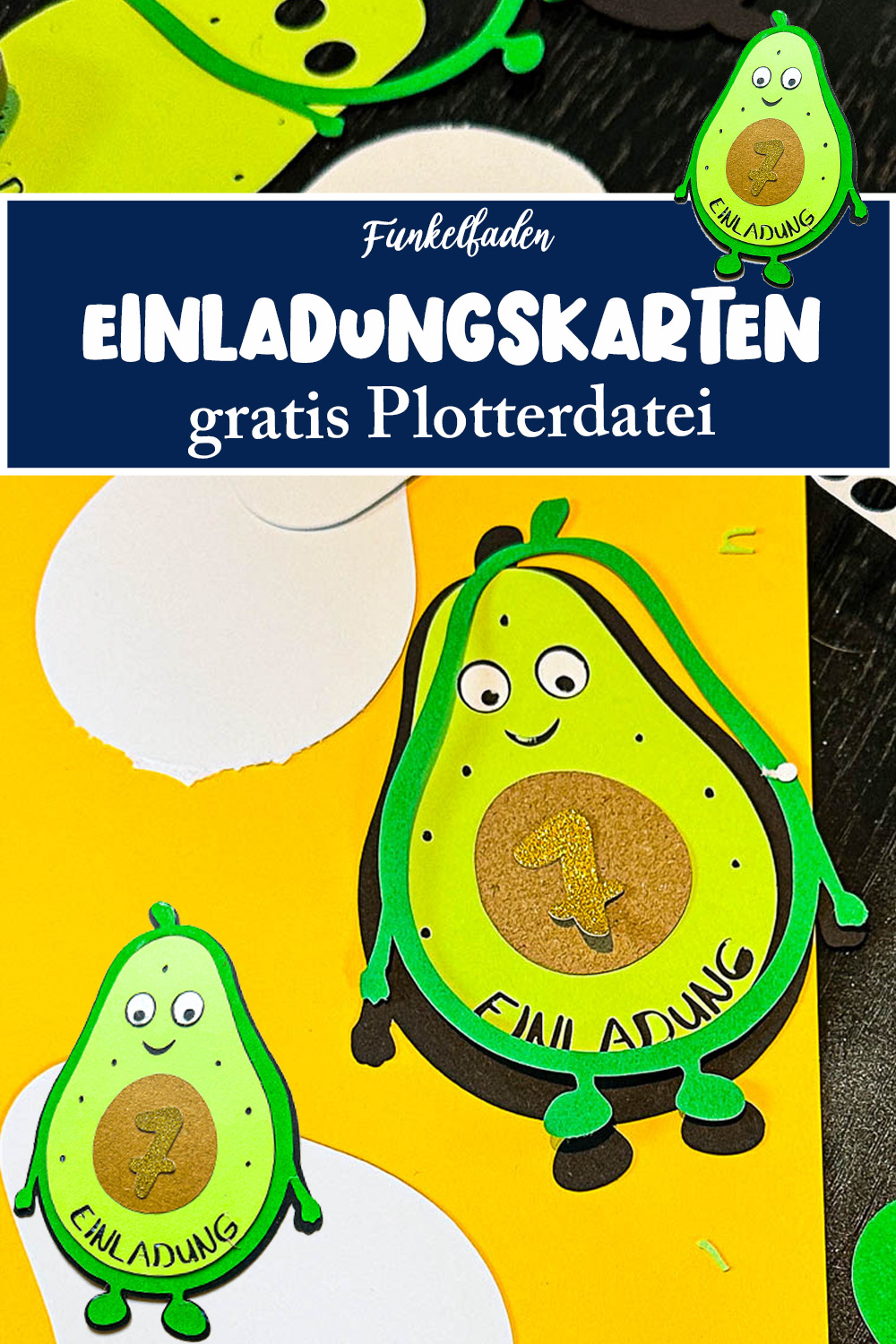 Avocado Einladungskarten basteln zum Kindergeburtstag